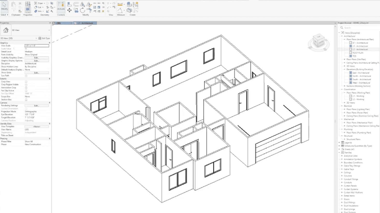 Revit model output generated from a plan image.