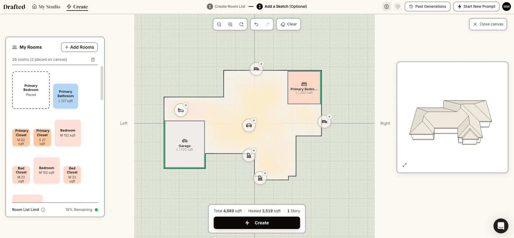 Drafted AI floor plan gallery
