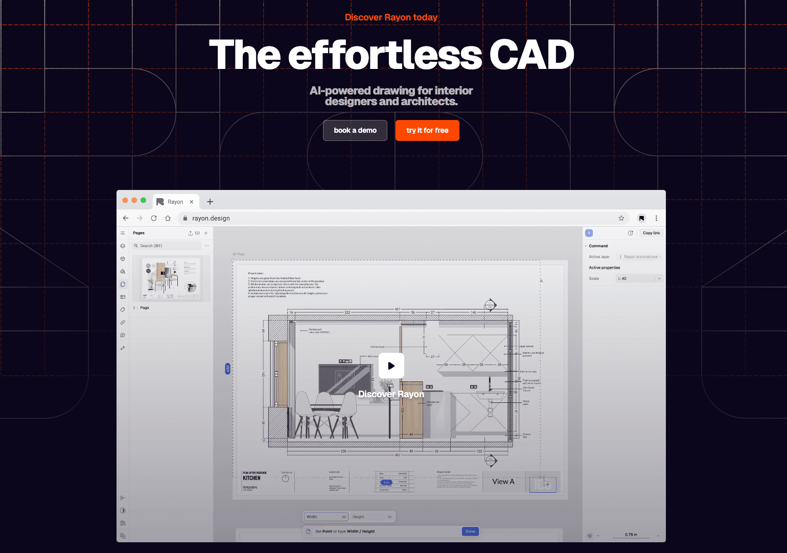 Rayon interior CAD software interface